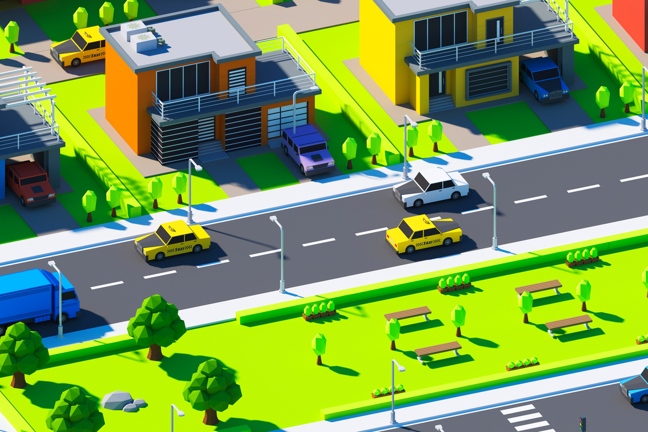 Low poly video game city